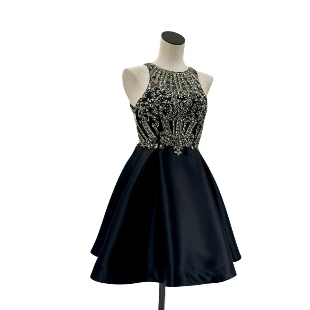 Blush Prom $260 Retail Black And Silver Beaded Mini-Dress Semi-Formal Xs/S